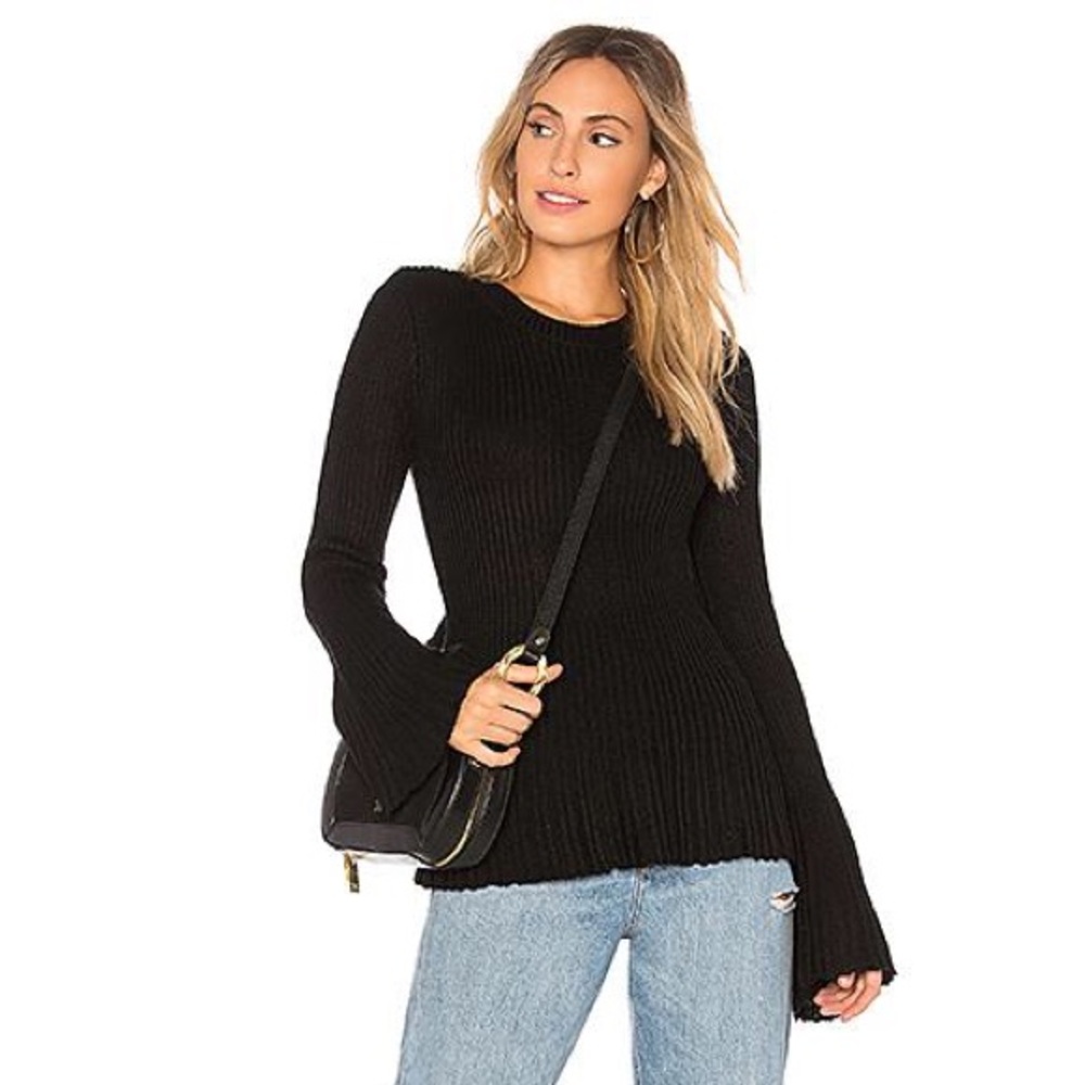 Tularosa Black Ribbed Crew Neck Sweater